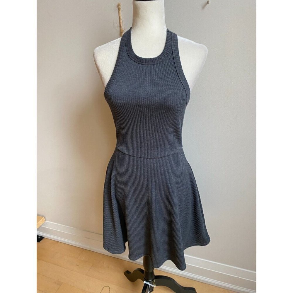 BP Women Ribbed Dress BNWOT Gray Racerback Skater Pockets - Picture 2 of 7